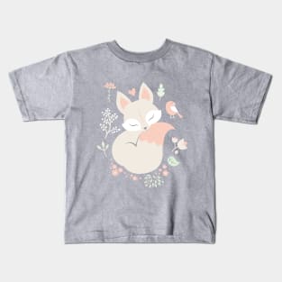 Sleeping Fox - grey Kids T-Shirt